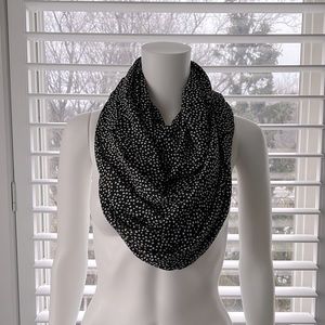 Women’s Black & White Heart Infinity Scarf, Endless Loop Scarf